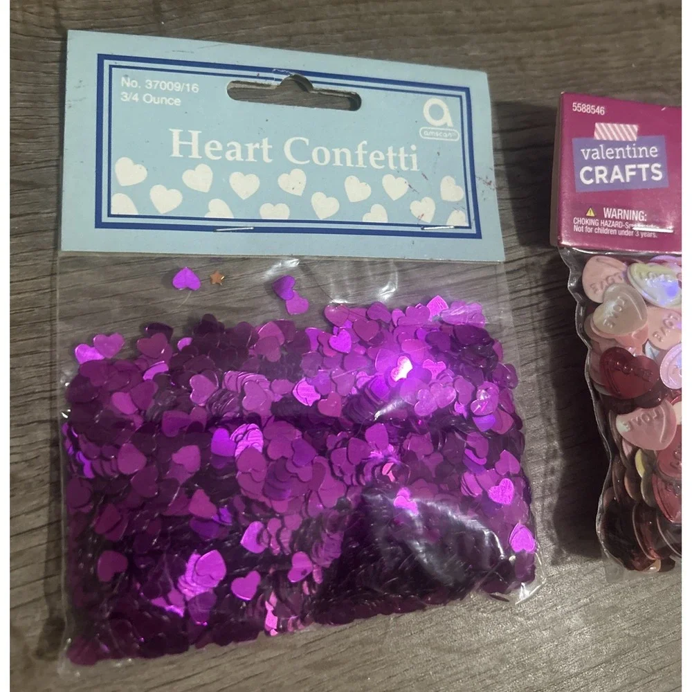 2 Count Valentines‎ Sequin Heart Confetti Packs, Brand New
